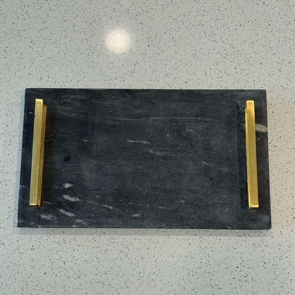 Threshold Grey and Gold Marble Vanity Tray